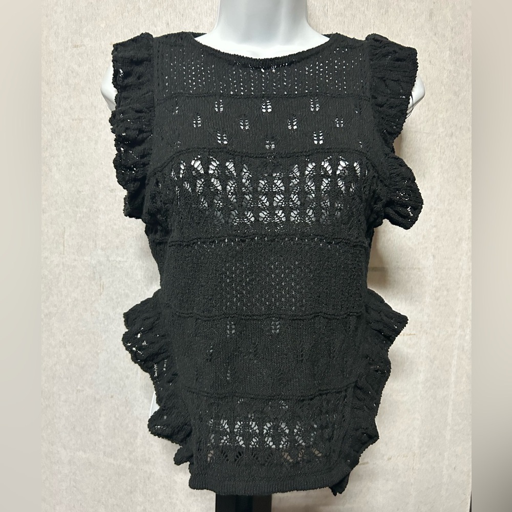 ZARA Black Lace Ruffle Top - Picture 5 of 9